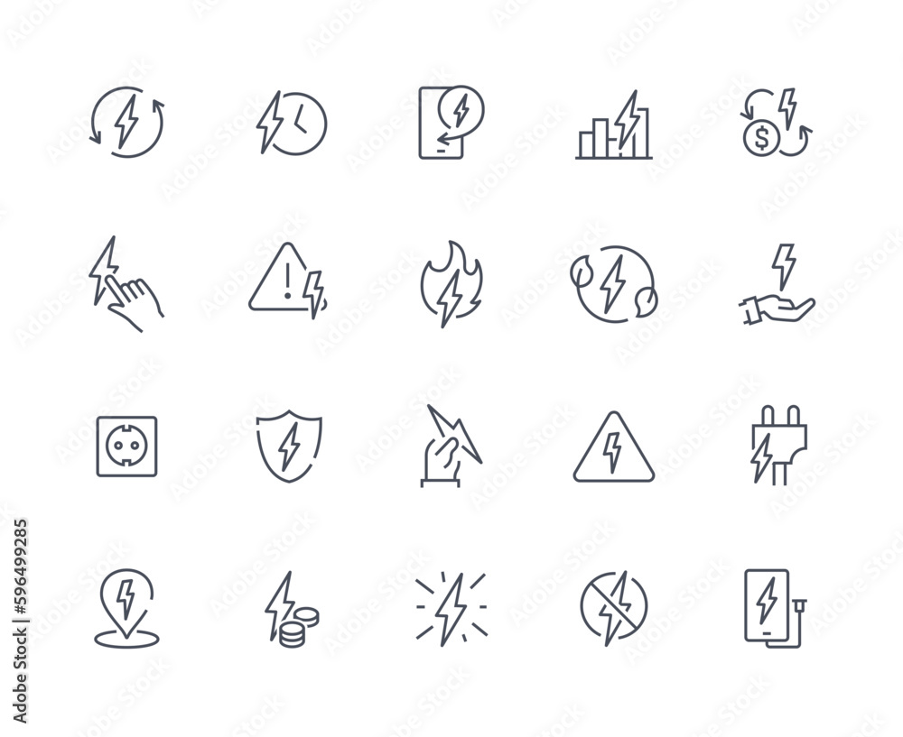 Energy related outline icons set Energy related outline icons set