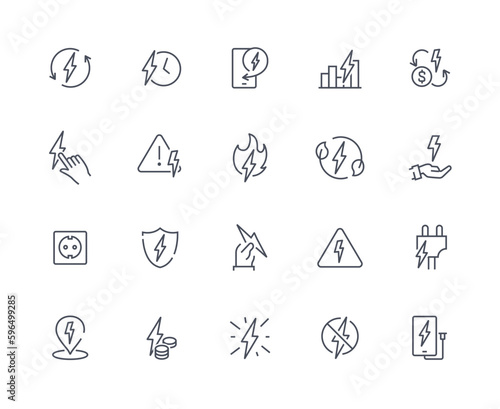 Energy related outline icons set