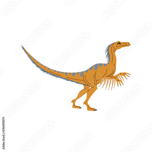 Oviraptor bipedal dinosaur of Cretaceous period. Dinosaur isolated brown cartoon animal, T-rex theropod dino extinct dino cute character. Vector tyrant lizard
