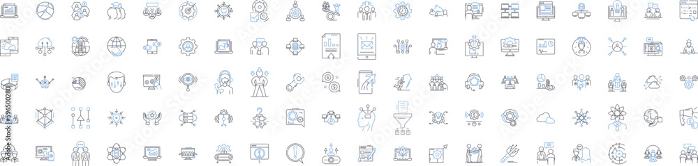 Communication line icons collection. Connection, Dialogue, Exchange, Expression, Interaction, Contact, Disclosure vector and linear illustration. Correspondence,Transmission,Transmission Generative AI Communication line icons collection. Connection, Dialogue, Exchange, Expression, Interaction, Contact, Disclosure vector and linear illustration. Correspondence,Transmission,Transmission Generative AI