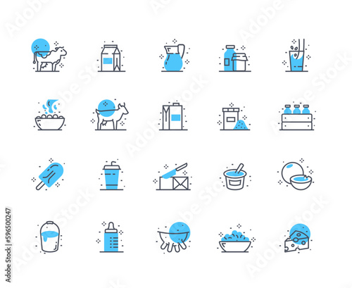 Milk icons color set