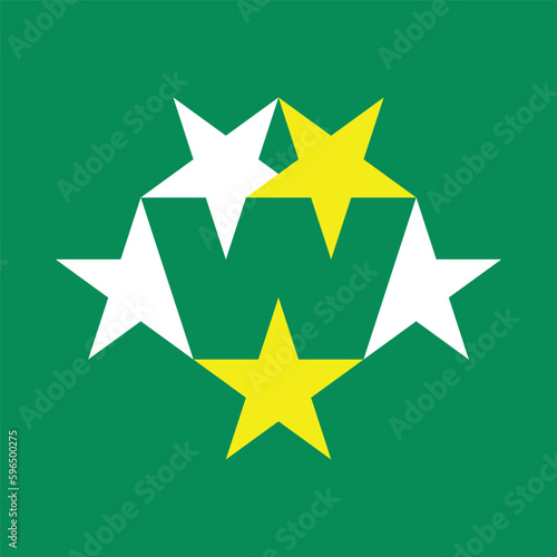 W Letter Logo Created From 5 Stars