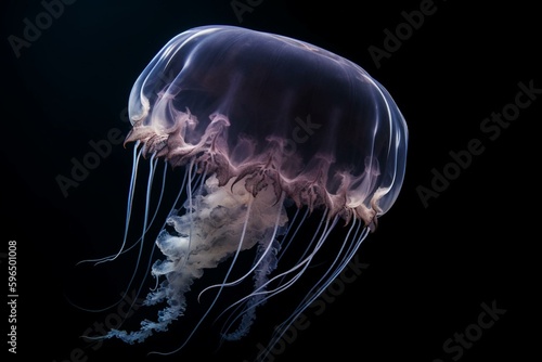 Enormous jellyfish in the abyss. Generative AI © Olivia