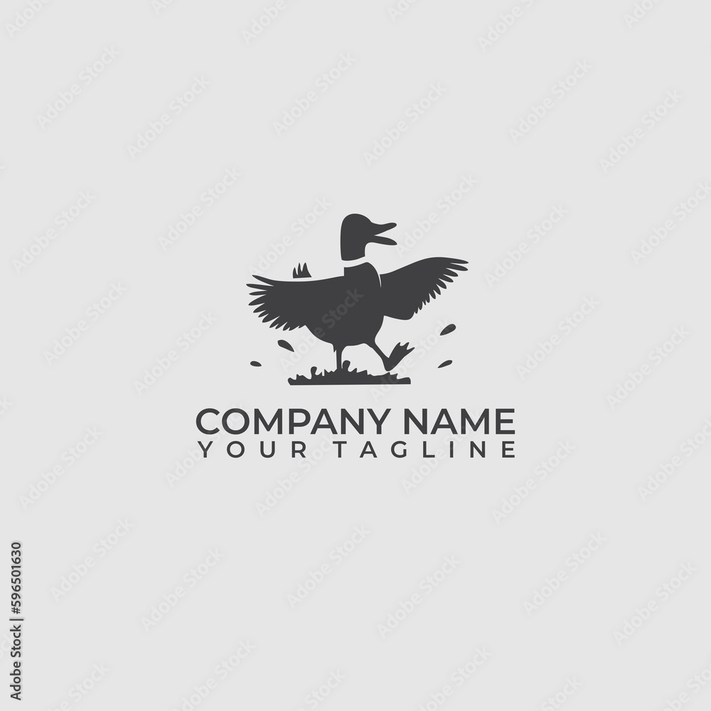 Logo silhouette of a duck playing in the mud happily. Vintage duck logo design. Logo silhouette of a duck playing in the mud happily. Vintage duck logo design.