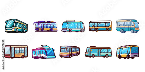 Public transport vector set collection graphic clipart design