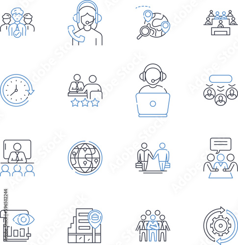 Fiscal endeavor line icons collection. Budget, Tax, Revenue, Expenditure, Debt, Deficit, Finance vector and linear illustration. Investment,Audit,Balanced outline signs set Generative AI