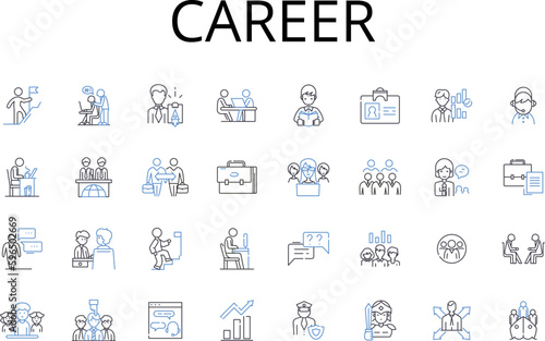 Career line icons collection. Job, Profession, Employment, Occupation, Vocation, Trade, Workforce vector and linear illustration. Livelihood,Calling,Avocation outline signs set Generative AI