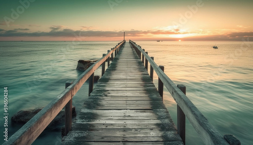 The Pier to Infinity  A Captivating Photo of the Sea and the Sky