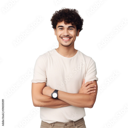 Obraz na płótnie Young handsome asian man happy face smiling with crossed arms looking at the camera