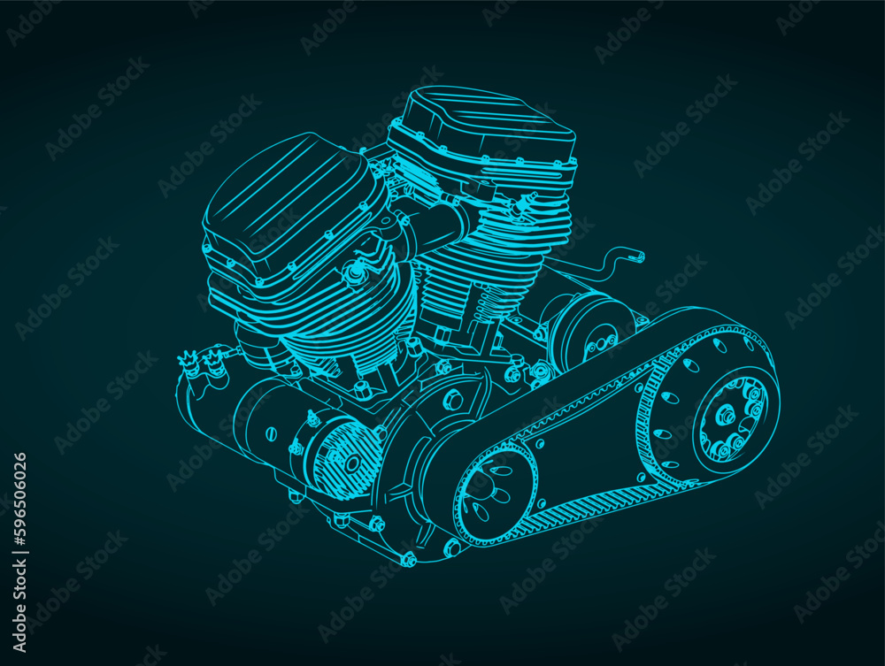 Powerful motorcycle engine blueprint