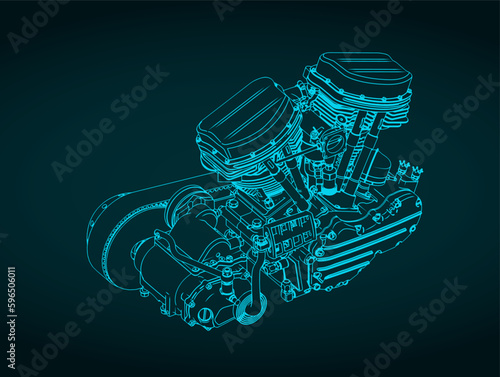 Motorcycle engine blueprint