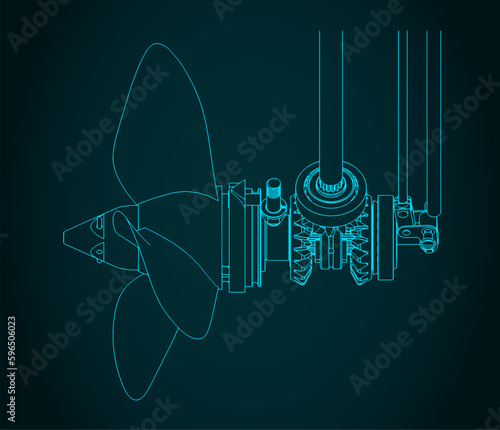 Outboard motor gearbox blueprint