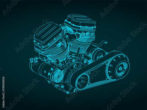 Powerful motorcycle engine blueprint