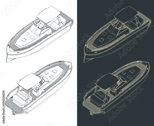 Speedboat isometric blueprints