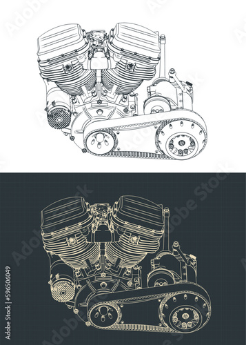 Powerful motorcycle engine blueprints