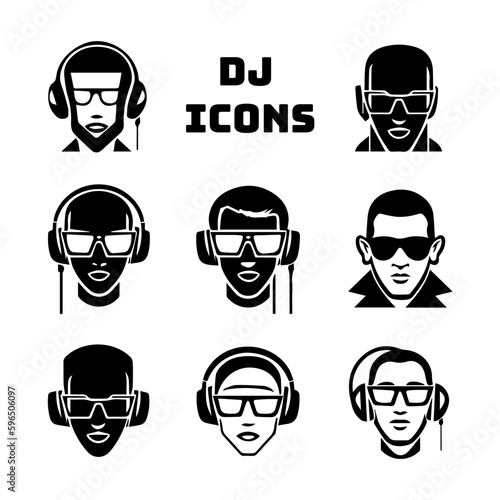 Dj Icons set with 8 vectors