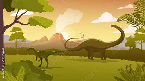 Landscape with dinosaurs