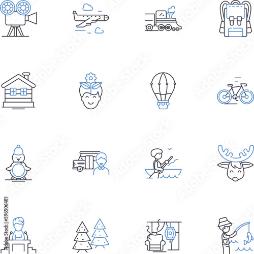 Vibrant festivities line icons collection. Carnival, Festivity, Extravaganza, Mardi Gras, Fiesta, Celebration, Parade vector and linear illustration. Revelry,Drumming,Fireworks outline Generative AI