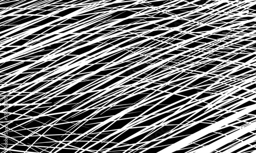 Abstract pattern of wavy black lines on a white background. Composition in the form of an arbitrary two-colours background. Vector illustration, EPS 10. Copy space.