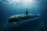 Chinese submarine Jin, submerged and on surface. Generative AI