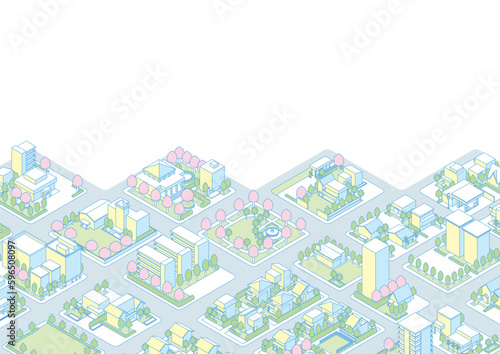 Ë°ó‰∏¶„Åø„ÅÆÁ´ã‰ΩìÂõ≥. ÈÉΩÂ∏Ç„ÅÆÊôØË¶≥.
