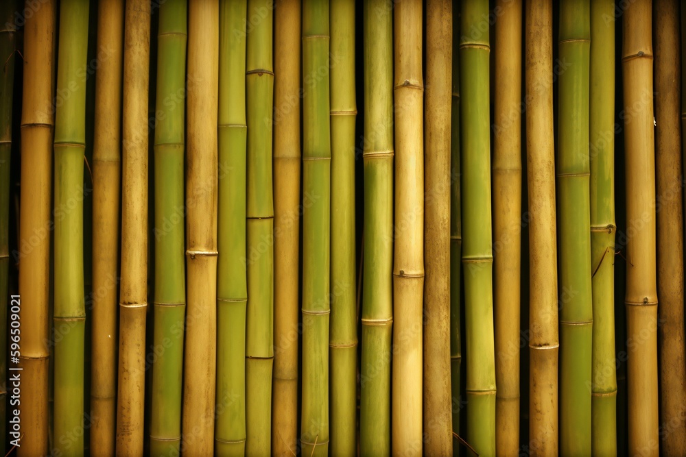 Background of bamboos stacked in vertical pattern, generative AI Background of bamboos stacked in vertical pattern, generative AI