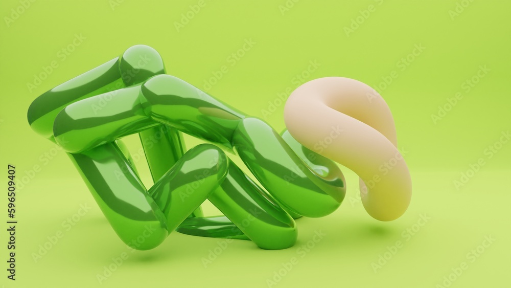 green and white tube abstract illustration isolated on green background. green and white tube abstract illustration isolated on green background.