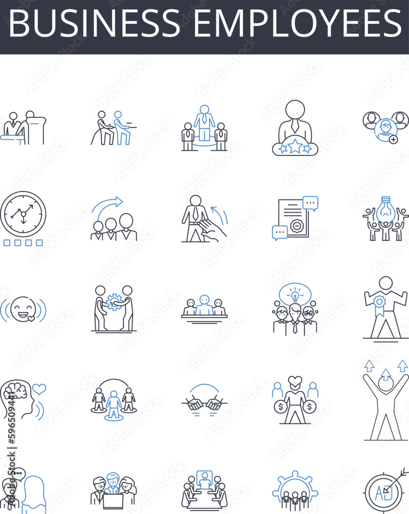 Business employees line icons collection. Workplace colleagues, Company staff, Organizational workers, Professional team, Commercial workforce, Cognate associates, Industrial laborers Generative AI