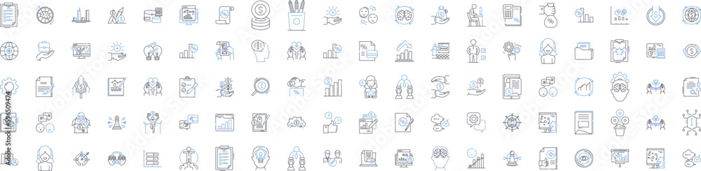 Analysis and evaluation line icons collection. Examination, Appraisal, Assessment, Critique, Scrutiny, Interpretation, Judgement vector and linear illustration. Generative AI Analysis and evaluation line icons collection. Examination, Appraisal, Assessment, Critique, Scrutiny, Interpretation, Judgement vector and linear illustration. Generative AI