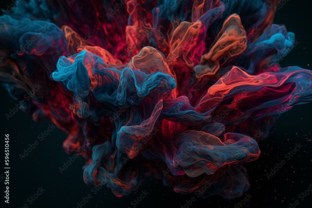 Fototapeta premium Abstract backdrop with red and blue fluid design. Generative AI