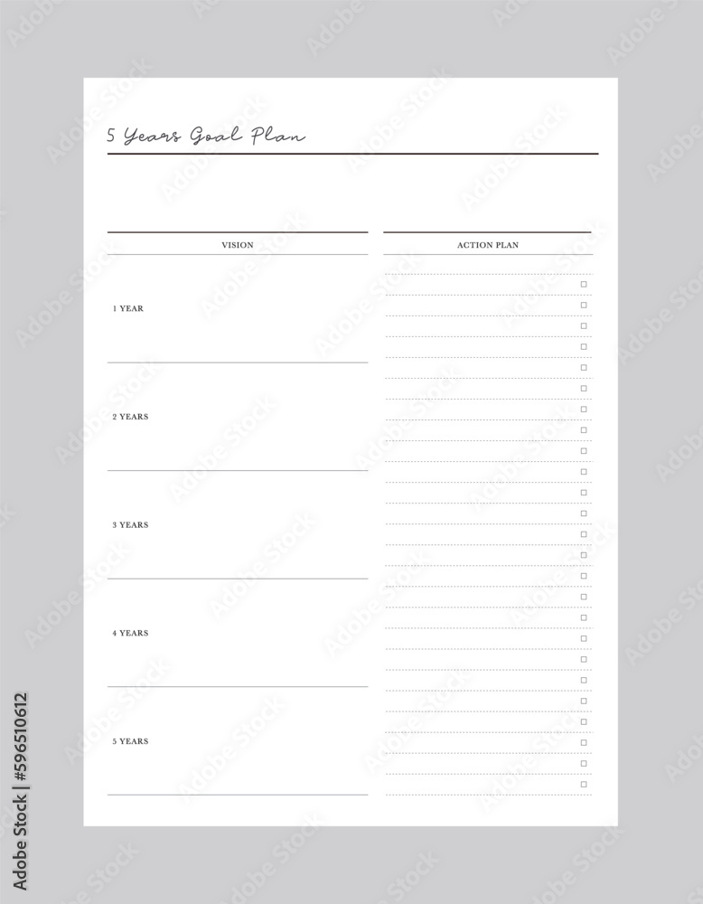 5 year goal planner. 5 year goal planner.