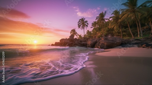 A stunningly realistic beach scene. AI generative