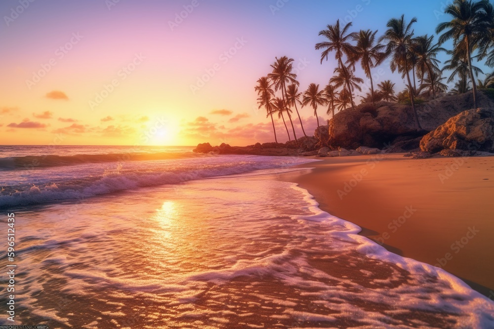 A stunningly realistic beach scene. AI generative A stunningly realistic beach scene. AI generative