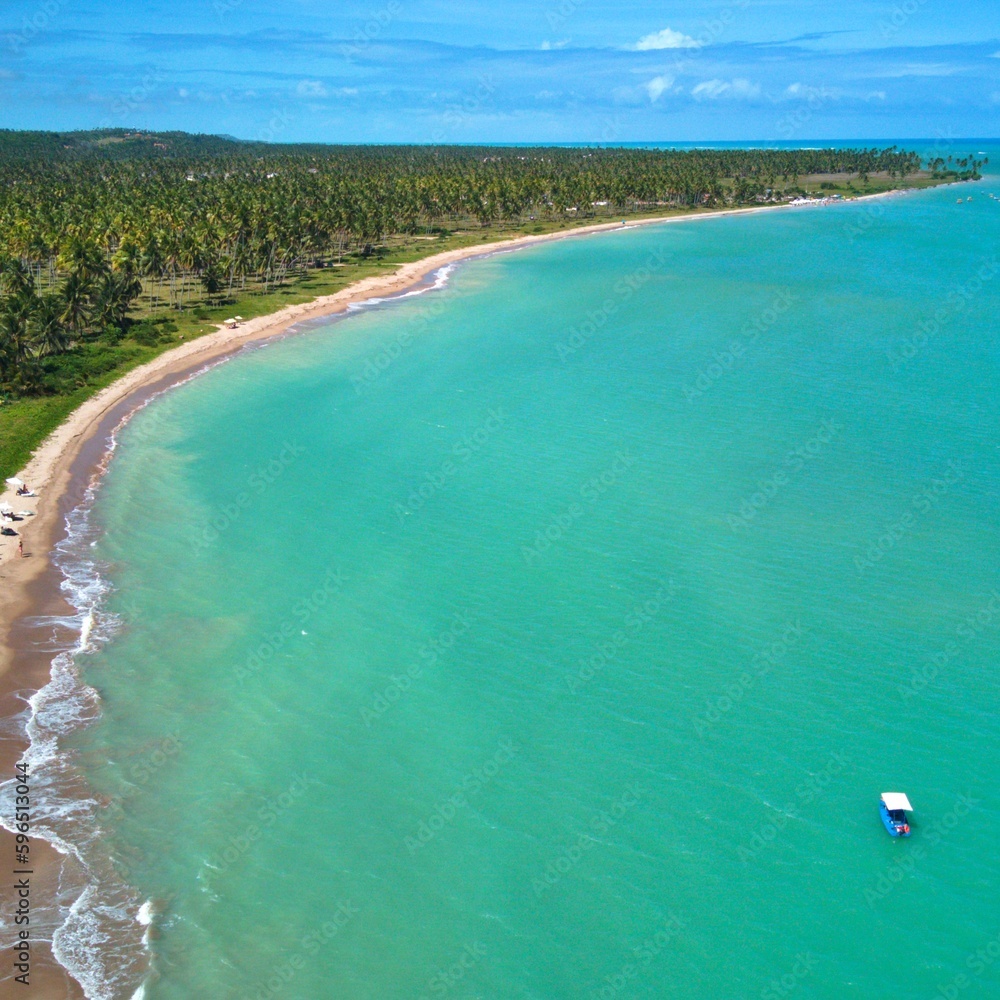 Patacho Beach, in São Miguel dos Milagres, Alagoas. Crystalline waters and beautiful, paradisiacal landscapes