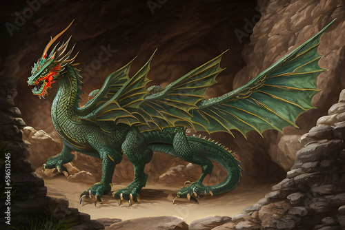 ai-generated illustration of an ancient dragon 