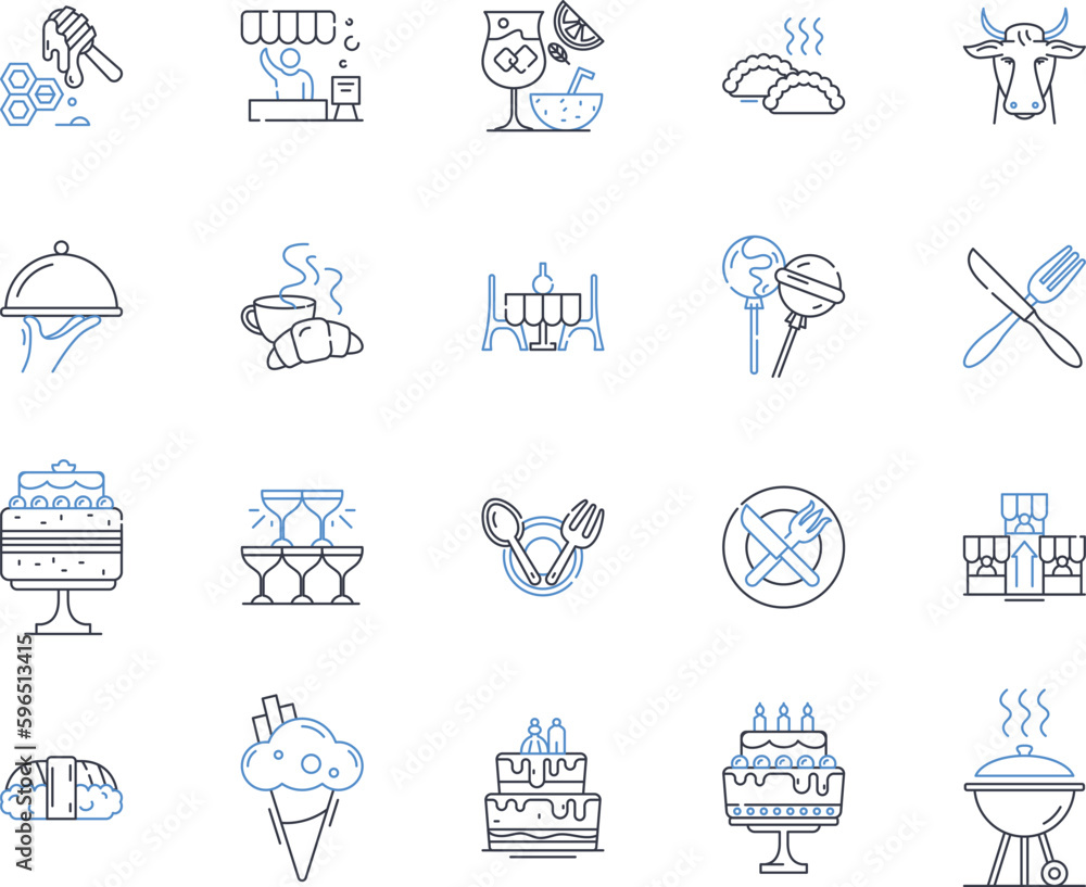 Organic Eatery line icons collection. Farm-to-table, Local, Sustainable, Handcrafted, Wholesome, Natural, Nourishing vector and linear illustration. Fresh,Healthy,Seasonal outline signs Generative AI Organic Eatery line icons collection. Farm-to-table, Local, Sustainable, Handcrafted, Wholesome, Natural, Nourishing vector and linear illustration. Fresh,Healthy,Seasonal outline signs Generative AI