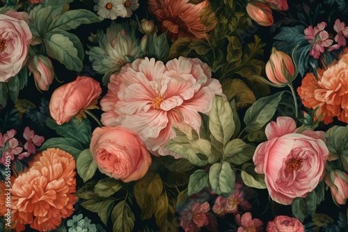 Beautiful seamless floral pattern with an oil painting style, perfect for any artistic project. Generative AI