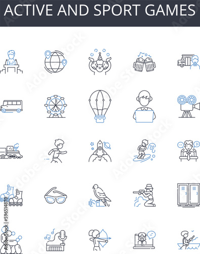Active and sport games line icons collection. Dominance, Power, Elite, Authority, Superiority, Hegemony, Leadership vector and linear illustration. Sovereignty,Prestige,Command outline Generative AI