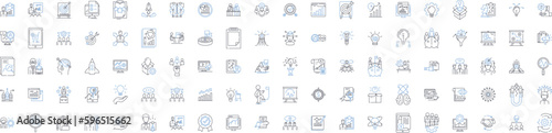 Goal set line icons collection. Ambition, Achievement, Target, Planning, Success, Strategy, Objective vector and linear illustration. Milest,Determination,Motivation outline signs set Generative AI