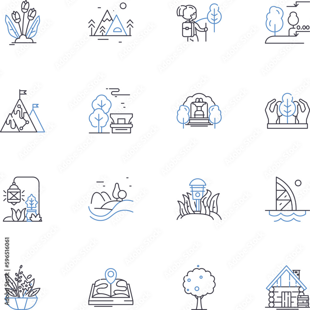 Digital garden line icons collection. Growth, Organic, Nurturing, Cultivation, Exploration, Connection, Reflection vector and linear illustration. Learning,Discovery,Inspiration outline Generative AI