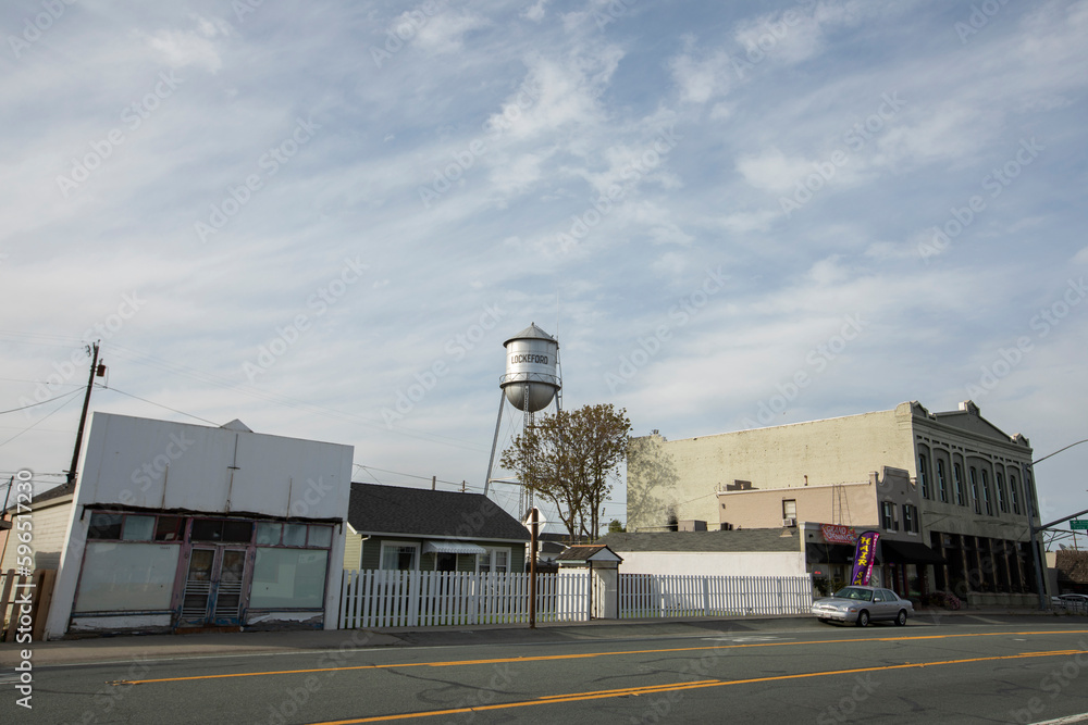 Lockeford, California, USA April 17, 2023 The Lockeford water tower
