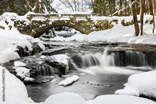 Vaughan Woods State Park Bridge in the Winter Maine photo