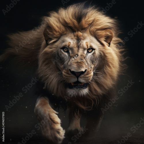 Isolated Lion on smoky Background  Created with generative AI
