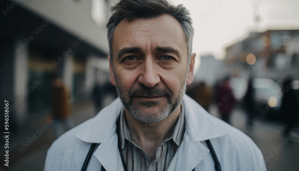 Obraz premium Male Doctor with Stethoscope: Providing medicine and Healthcare Services