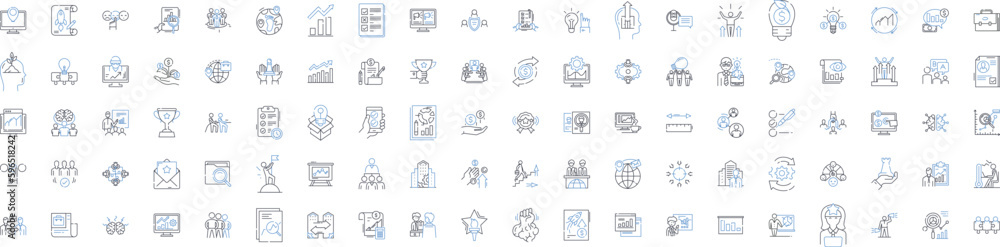 Business exploration line icons collection. Innovation, Strategy, Growth, Investment, Development, Opportunity, Market vector and linear illustration. Expansion,Nerking,Collaboration Generative AI