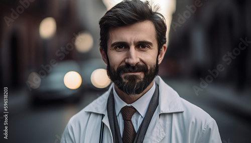 Male Doctor with Stethoscope: Providing medicine and Healthcare Services