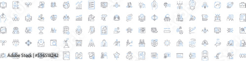Business exploration line icons collection. Innovation, Strategy, Growth, Investment, Development, Opportunity, Market vector and linear illustration. Expansion,Nerking,Collaboration Generative AI