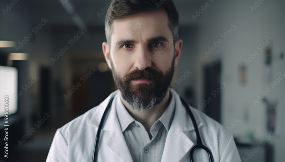 Obraz premium Male Doctor with Stethoscope: Providing medicine and Healthcare Services