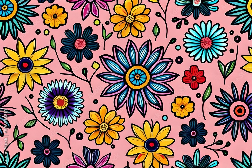 Beautiful flowers repeating pattern Generative AI Beautiful flowers repeating pattern Generative AI