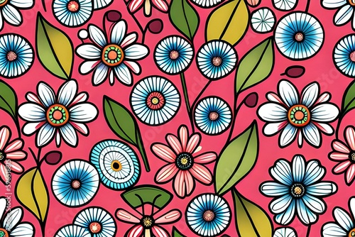 Beautiful flowers repeating pattern Generative AI